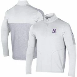 Men's Under Armour White/Heathered Gray Northwestern Wildcats Apollo Half-Zip Jacket