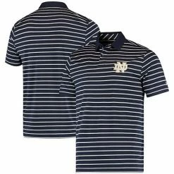 Men's Under Armour Navy Notre Dame Fighting Irish Wordmark Stripe Performance Polo