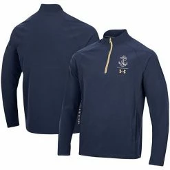 Men's Under Armour Navy Navy Midshipmen Coaches Squad Quarter-Zip Jacket