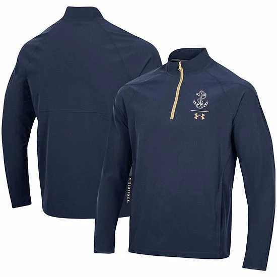 Men's Under Armour Navy Navy Midshipmen Coaches Squad Quarter-Zip Jacket 2 Men's Under Armour Navy Navy Midshipmen Coaches Squad Quarter-Zip Jacket - Image 2