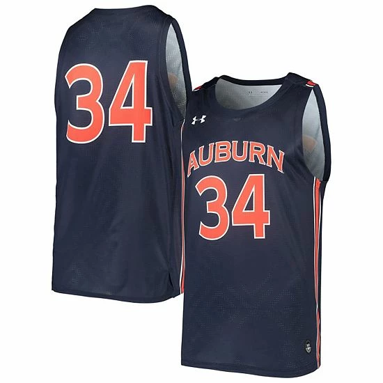 Men's Under Armour #34 Navy Auburn Tigers College Replica Basketball Jersey 2 Men's Under Armour #34 Navy Auburn Tigers College Replica Basketball Jersey - Image 2