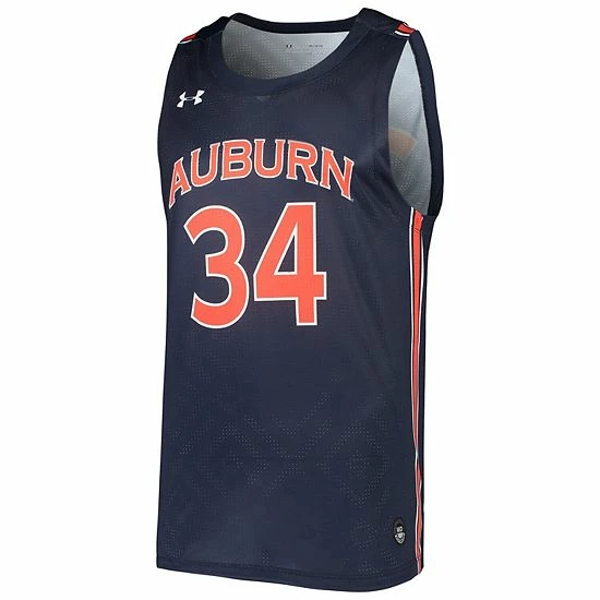 Men's Under Armour #34 Navy Auburn Tigers College Replica Basketball Jersey 3 Men's Under Armour #34 Navy Auburn Tigers College Replica Basketball Jersey - Image 3