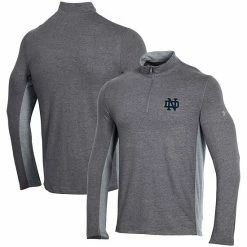 Men's Under Armour Heathered Charcoal Notre Dame Fighting Irish Performance Quarter-Zip Jacket