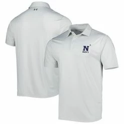 Men's Under Armour White Navy Midshipmen Green Trail Stripe Polo