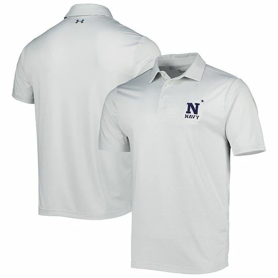 Men's Under Armour White Navy Midshipmen Green Trail Stripe Polo 2 Men's Under Armour White Navy Midshipmen Green Trail Stripe Polo - Image 2