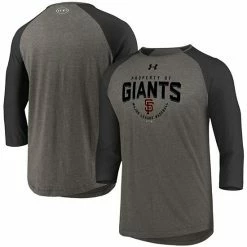 Men's Under Armour Gray/Black San Francisco Giants Tri-Blend Raglan 3/4-Sleeve Performance T-Shirt