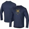 Men's Under Armour Navy Notre Dame Fighting Irish Football Raglan Long Sleeve T-Shirt