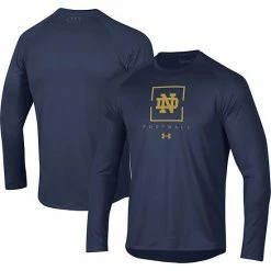 Men's Under Armour Navy Notre Dame Fighting Irish Football Raglan Long Sleeve T-Shirt