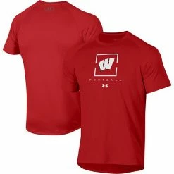 Men's Under Armour Red Wisconsin Badgers Tech Performance Raglan T-Shirt