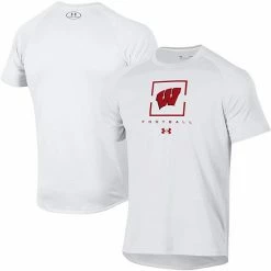 Men's Under Armour White Wisconsin Badgers Tech Performance Raglan T-Shirt