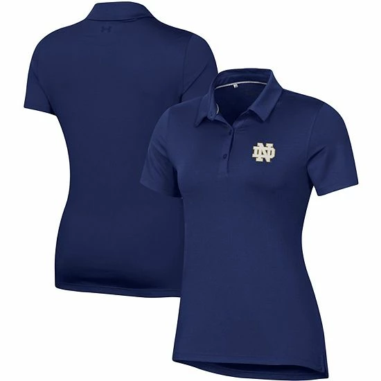 Women's Under Armour Navy Notre Dame Fighting Irish Performance Polo 2 Women's Under Armour Navy Notre Dame Fighting Irish Performance Polo - Image 2