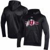 Men's Under Armour Black Utah Utes Logo Stripe Fleece Pullover Hoodie