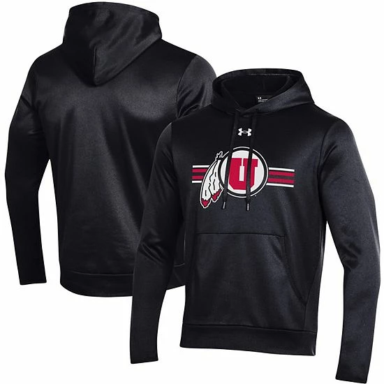 Men's Under Armour Black Utah Utes Logo Stripe Fleece Pullover Hoodie 1 Men's Under Armour Black Utah Utes Logo Stripe Fleece Pullover Hoodie