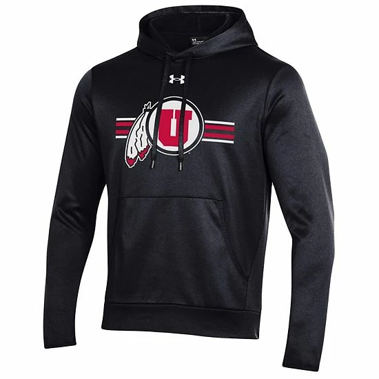 Men's Under Armour Black Utah Utes Logo Stripe Fleece Pullover Hoodie 2 Men's Under Armour Black Utah Utes Logo Stripe Fleece Pullover Hoodie - Image 2