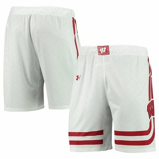 Men's Under Armour White Wisconsin Badgers Team Replica Basketball Shorts 1 Men's Under Armour White Wisconsin Badgers Team Replica Basketball Shorts