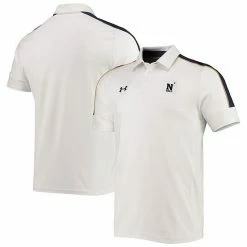 Men's Under Armour White Navy Midshipmen Sideline Recruit Performance Polo