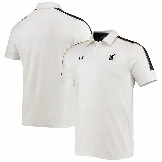 Men's Under Armour White Navy Midshipmen Sideline Recruit Performance Polo 1 Men's Under Armour White Navy Midshipmen Sideline Recruit Performance Polo