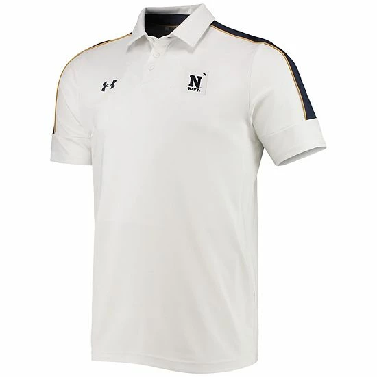Men's Under Armour White Navy Midshipmen Sideline Recruit Performance Polo 3 Men's Under Armour White Navy Midshipmen Sideline Recruit Performance Polo - Image 3