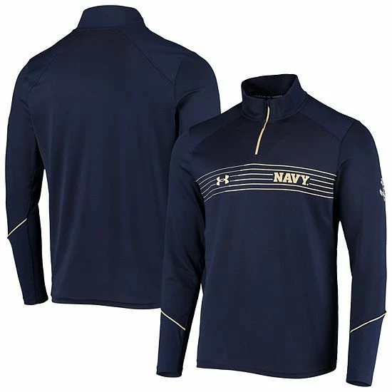 Men's Under Armour Navy Navy Midshipmen Sideline Performance Lightweight Quarter-Zip Jacket 1 Men's Under Armour Navy Navy Midshipmen Sideline Performance Lightweight Quarter-Zip Jacket