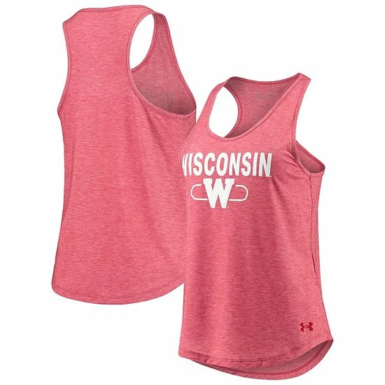 Women's Under Armour Heathered Red Wisconsin Badgers Tri-Blend Performance Tank Top 1 Women's Under Armour Heathered Red Wisconsin Badgers Tri-Blend Performance Tank Top