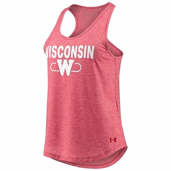 Women's Under Armour Heathered Red Wisconsin Badgers Tri-Blend Performance Tank Top 3 Women's Under Armour Heathered Red Wisconsin Badgers Tri-Blend Performance Tank Top - Image 3