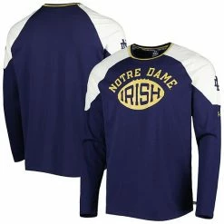 Men's Under Armour Navy/White Notre Dame Fighting Irish Iconic Block Raglan Long Sleeve T-Shirt