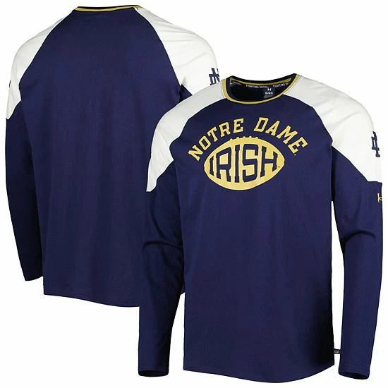 Men's Under Armour Navy/White Notre Dame Fighting Irish Iconic Block Raglan Long Sleeve T-Shirt 2 Men's Under Armour Navy/White Notre Dame Fighting Irish Iconic Block Raglan Long Sleeve T-Shirt - Image 2