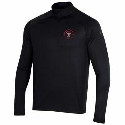 Men's Under Armour Black Texas Tech Red Raiders Coaches On-Court Basketball Raglan Quarter-Zip Jacket