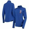 Women's Under Armour Blue New York Knicks Combine Lock Up Tri-Blend Performance Half-Zip Jacket
