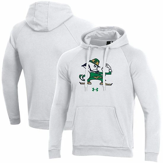 Men's Under Armour White Notre Dame Fighting Irish Mascot School Logo All Day Raglan Pullover Hoodie 2 Men's Under Armour White Notre Dame Fighting Irish Mascot School Logo All Day Raglan Pullover Hoodie - Image 2