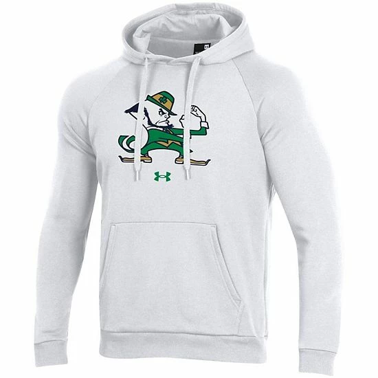 Men's Under Armour White Notre Dame Fighting Irish Mascot School Logo All Day Raglan Pullover Hoodie 3 Men's Under Armour White Notre Dame Fighting Irish Mascot School Logo All Day Raglan Pullover Hoodie - Image 3