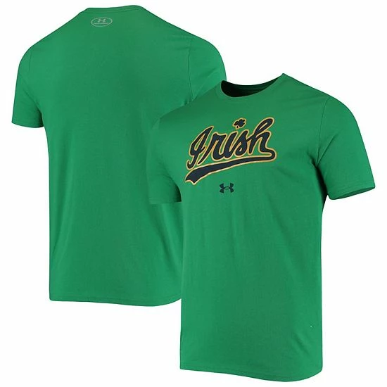 Men's Under Armour Kelly Green Notre Dame Fighting Irish Wordmark Logo Performance Cotton T-Shirt 1 Men's Under Armour Kelly Green Notre Dame Fighting Irish Wordmark Logo Performance Cotton T-Shirt
