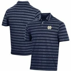 Men's Under Armour Navy Notre Dame Fighting Irish Charged Cotton Stripe Tri-Blend Polo