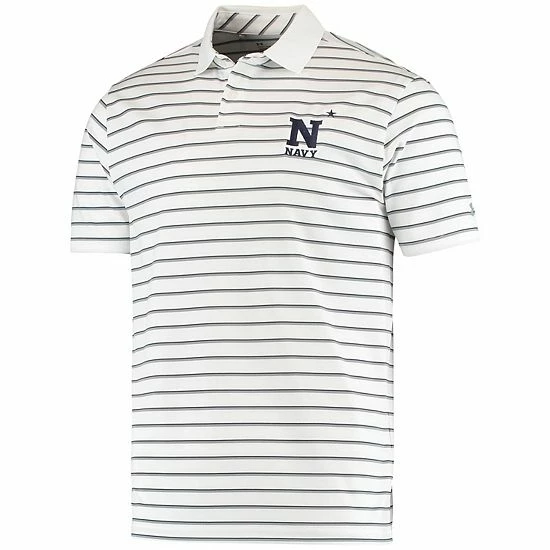Men's Under Armour White Navy Midshipmen Wordmark Stripe Performance Polo 3 Men's Under Armour White Navy Midshipmen Wordmark Stripe Performance Polo - Image 3
