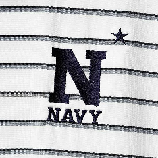 Men's Under Armour White Navy Midshipmen Wordmark Stripe Performance Polo 5 Men's Under Armour White Navy Midshipmen Wordmark Stripe Performance Polo - Image 5