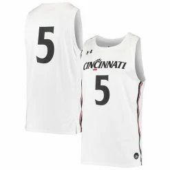 Men's Under Armour #5 White Cincinnati Bearcats College Replica Basketball Jersey