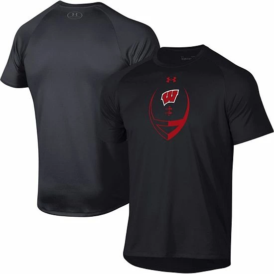 Men's Under Armour Black Wisconsin Badgers Football Icon Raglan T-Shirt 1 Men's Under Armour Black Wisconsin Badgers Football Icon Raglan T-Shirt