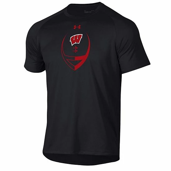 Men's Under Armour Black Wisconsin Badgers Football Icon Raglan T-Shirt 3 Men's Under Armour Black Wisconsin Badgers Football Icon Raglan T-Shirt - Image 3