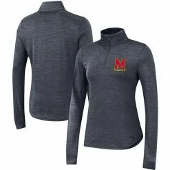 Women's Under Armour Black Maryland Terrapins Vent Space-Dye Performance Quarter-Zip Jacket