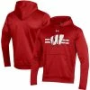 Men's Under Armour Red Wisconsin Badgers Logo Stripe Fleece Pullover Hoodie