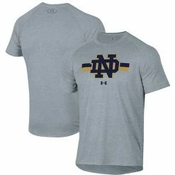 Men's Under Armour Heathered Gray Notre Dame Fighting Irish Logo Stripe Performance Raglan T-Shirt