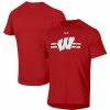 Men's Under Armour Red Wisconsin Badgers Logo Stripe Performance Raglan T-Shirt