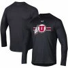 Men's Under Armour Black Utah Utes Logo Stripe Performance Raglan Long Sleeve T-Shirt