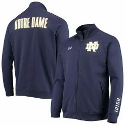Men's Under Armour Navy Notre Dame Fighting Irish Raglan Game Day Triad Full-Zip Jacket
