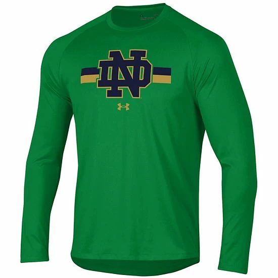 Men's Under Armour Green Notre Dame Fighting Irish Team Stripe Performance Raglan Long Sleeve T-Shirt 3 Men's Under Armour Green Notre Dame Fighting Irish Team Stripe Performance Raglan Long Sleeve T-Shirt - Image 3