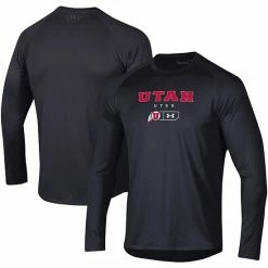 Men's Under Armour Black Utah Utes Lockup Tech Raglan Long Sleeve T-Shirt