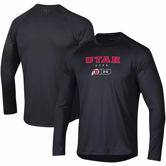 Men's Under Armour Black Utah Utes Lockup Tech Raglan Long Sleeve T-Shirt 1 Men's Under Armour Black Utah Utes Lockup Tech Raglan Long Sleeve T-Shirt