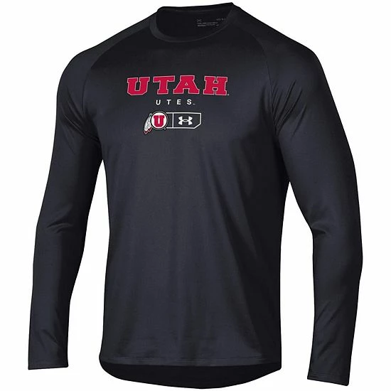 Men's Under Armour Black Utah Utes Lockup Tech Raglan Long Sleeve T-Shirt 2 Men's Under Armour Black Utah Utes Lockup Tech Raglan Long Sleeve T-Shirt - Image 2