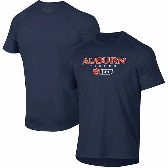 Men's Under Armour Navy Auburn Tigers Lockup Tech Raglan T-Shirt 1 Men's Under Armour Navy Auburn Tigers Lockup Tech Raglan T-Shirt