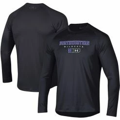 Men's Under Armour Black Northwestern Wildcats Lockup Tech Raglan Long Sleeve T-Shirt